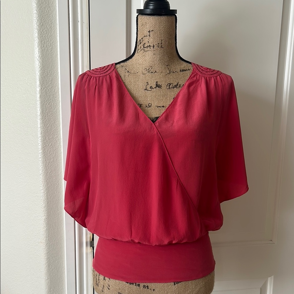 Elegant Pink 100% silk Women's Top, Small